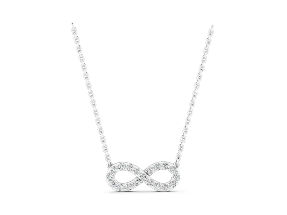 Infinity Pendant with Round Cut Diamonds in Pavé Setting White gold