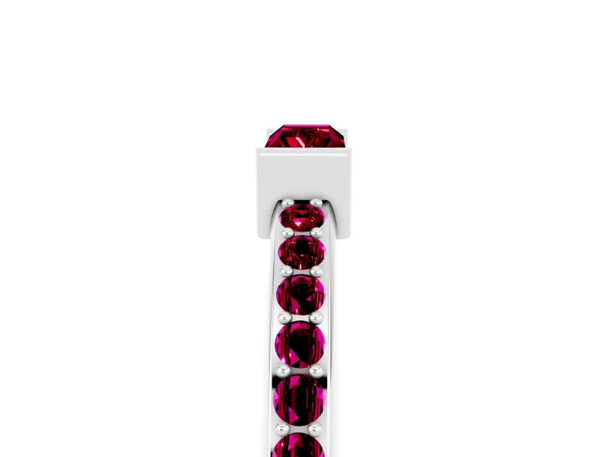 Baguette Garnet Pavé Band with Bar Setting Platinum