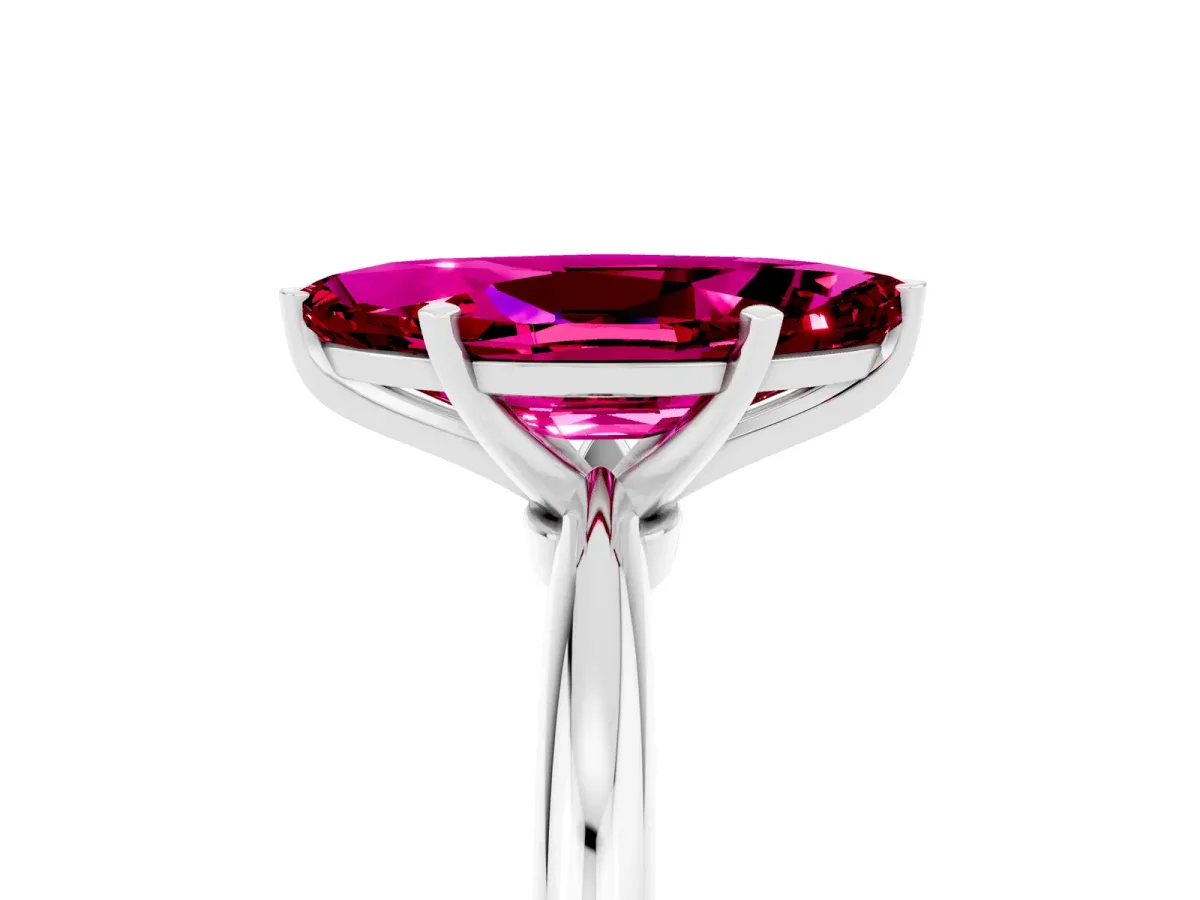 Marquise Cut Garnet Solitaire Ring with Six-Prong Setting and Classic Band Silver