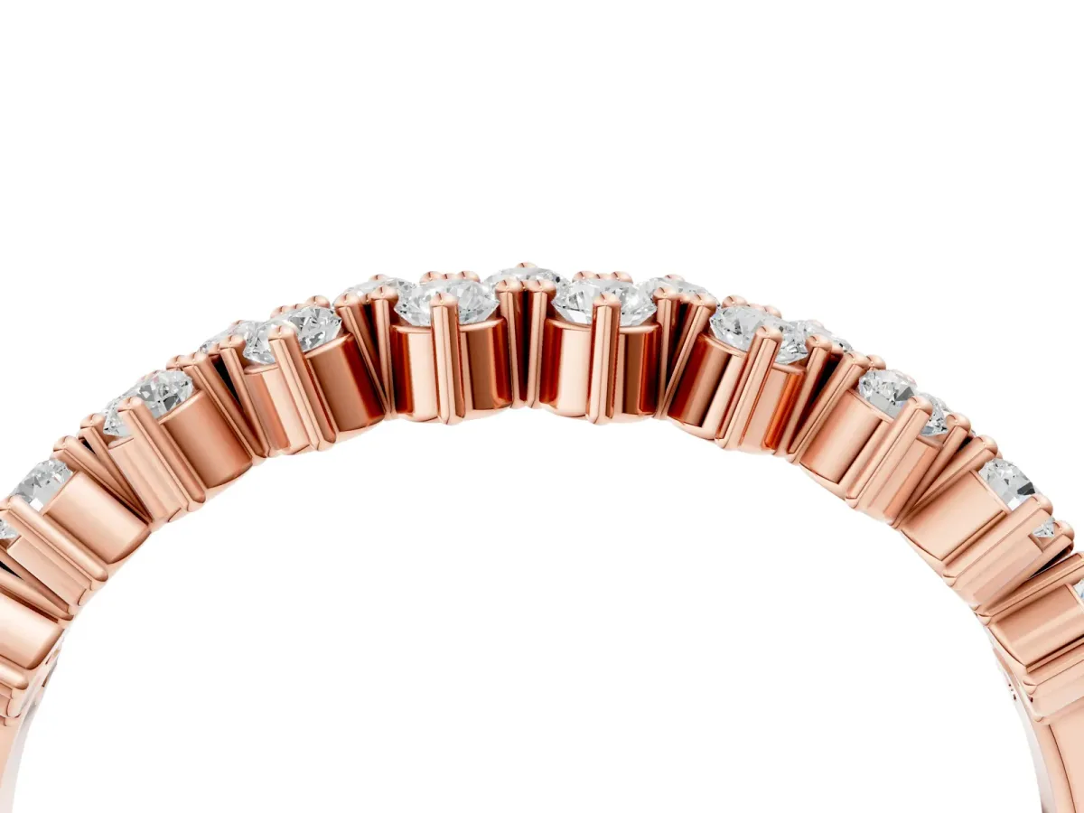 Round Diamond Prong Set Chevron Band Rose gold