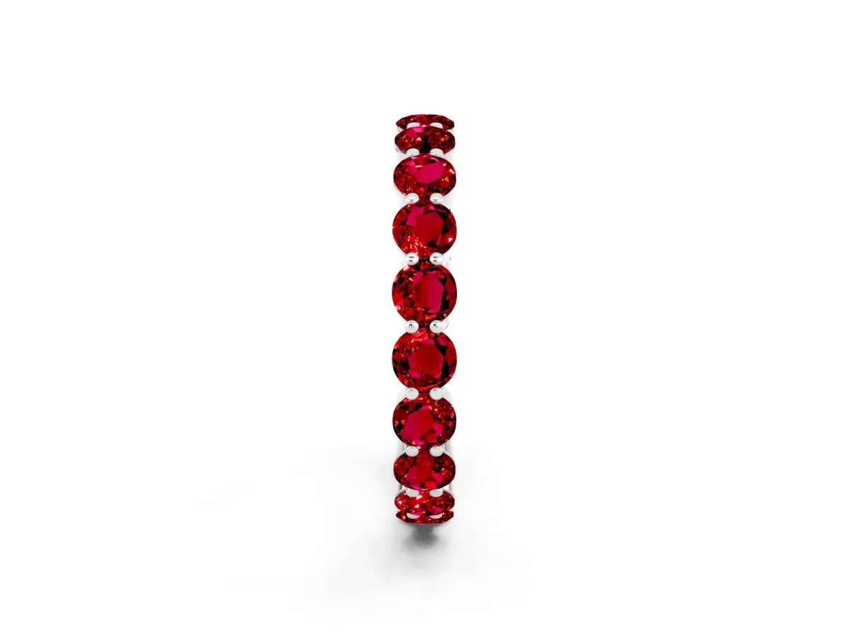 Round Ruby Eternity Band with U-Prong Setting Silver