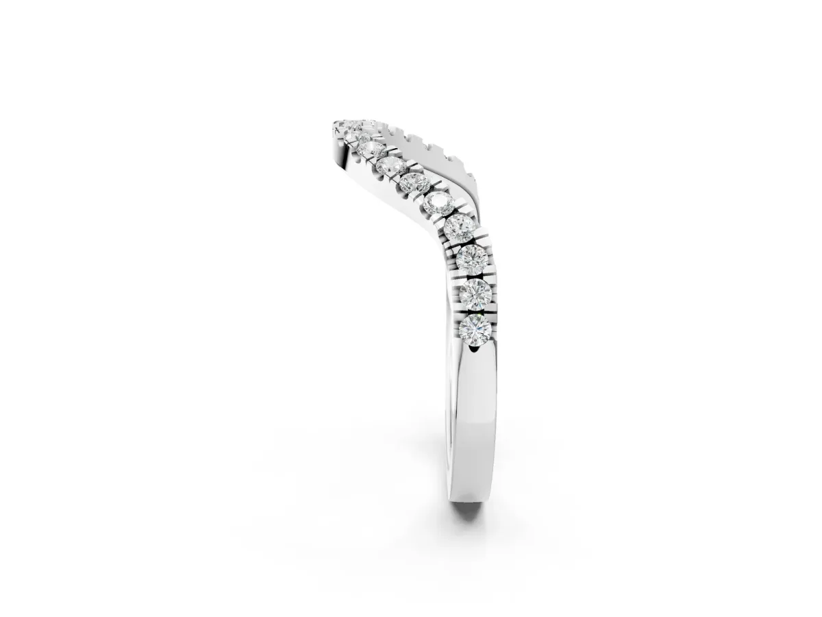 Curved Pavé Round Diamond Eternity Band with Shared Prong Setting Silver