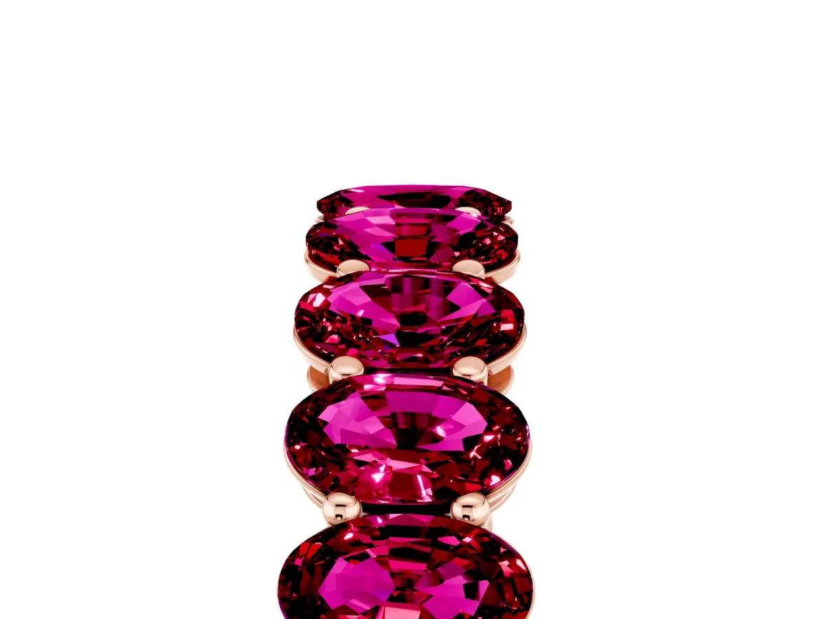 Oval Cut Garnet Eternity Band with Shared Prong Setting Rose gold