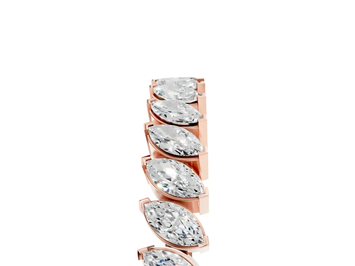 Marquise Diamond Half-Eternity Band with Shared Prong Setting Rose gold