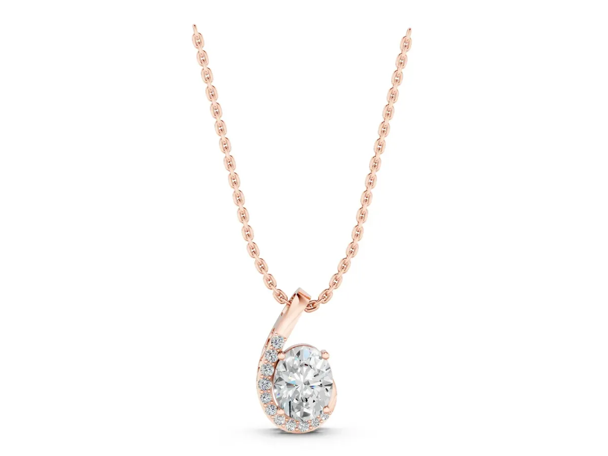 Round Diamond Swirl Pendant with Prong Setting Rose gold
