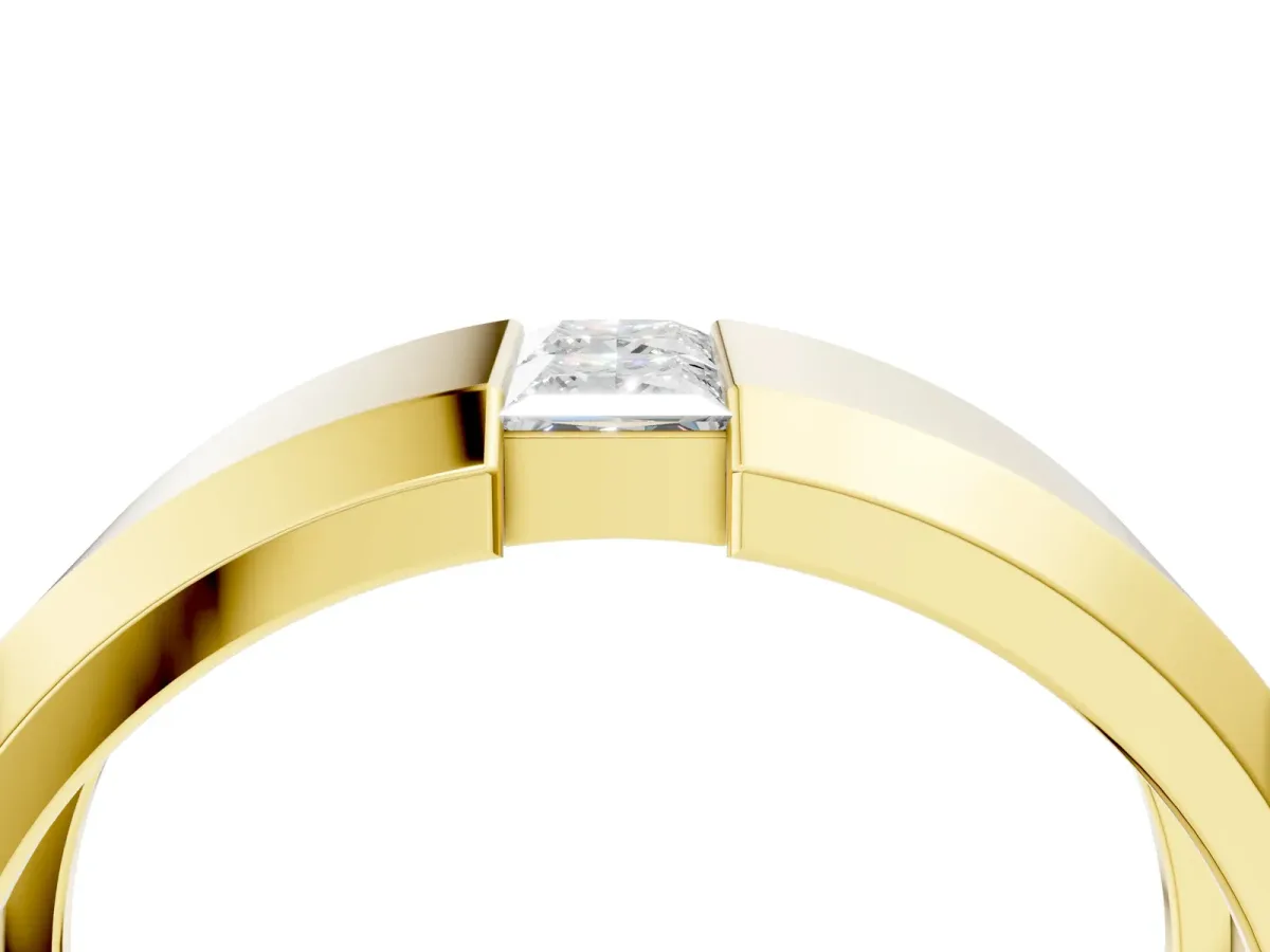 Princess Diamond Two-Stone Mens Band Yellow gold