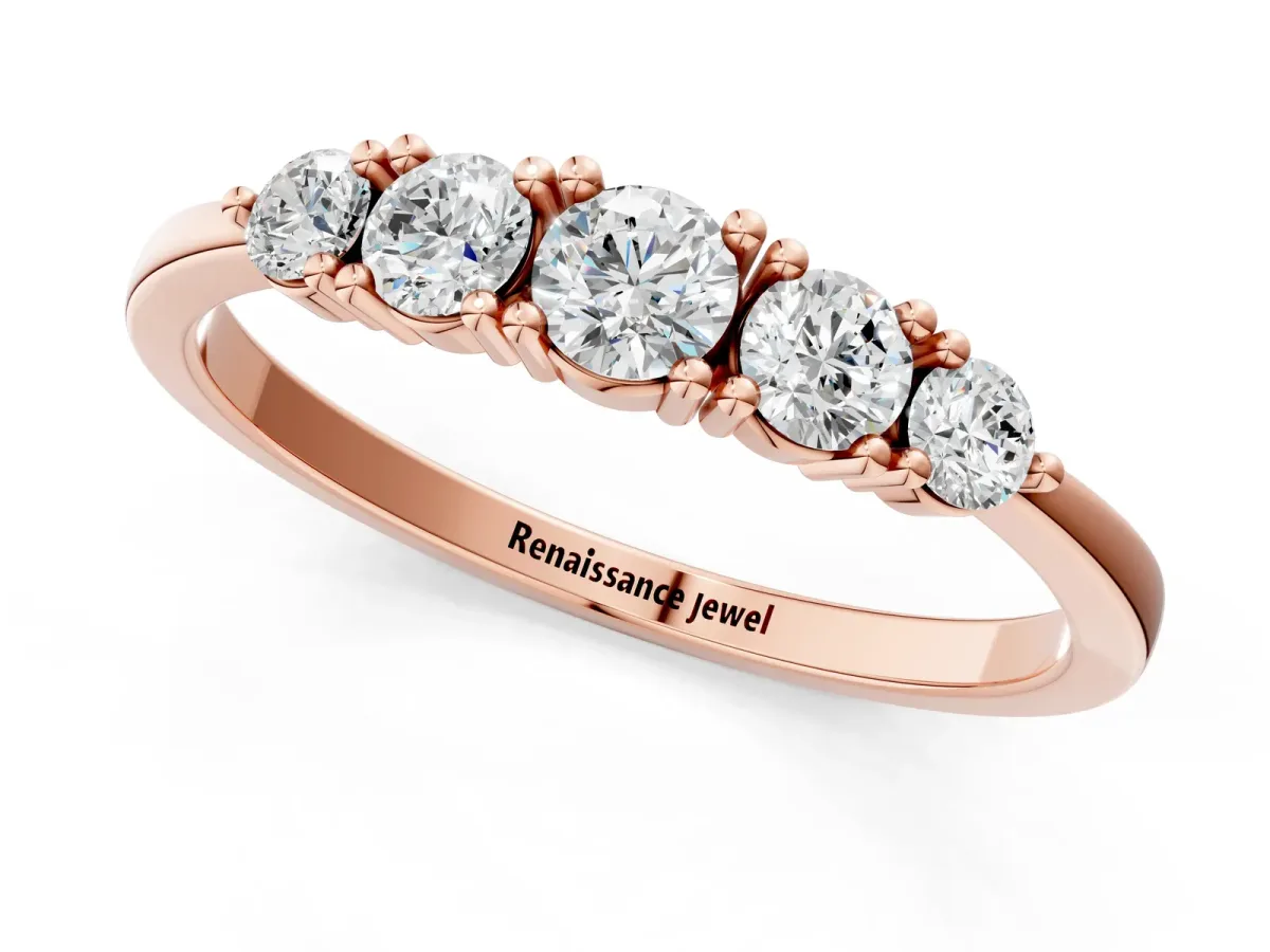Round Brilliant Diamond Half-Eternity Band with Prong Setting Rose gold