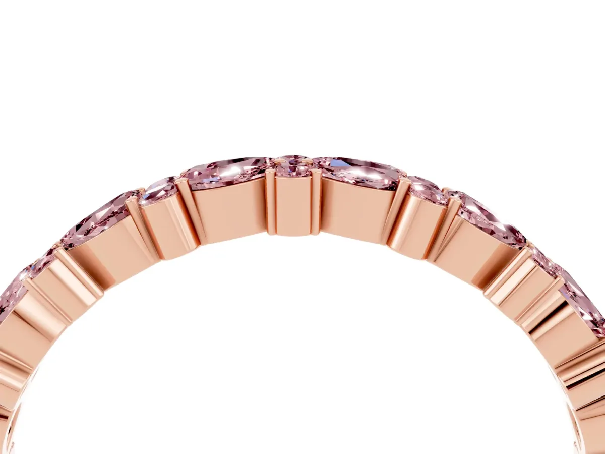 Pear and Round Morganite Wedding Band Rose gold