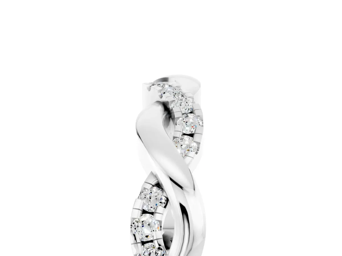 Round Moissanite Twist Eternity Band with Pavé Setting Silver