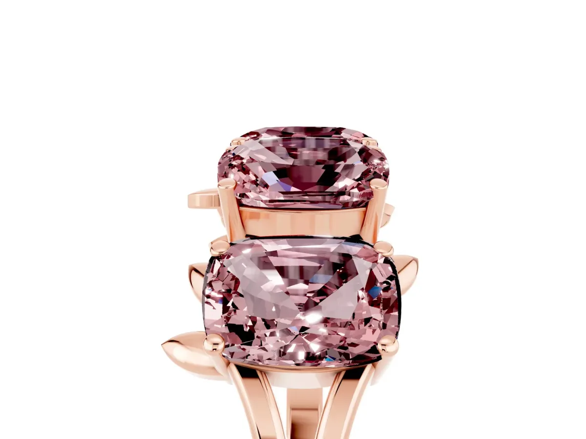 Emerald Cut Morganite Prong-Set Half Eternity Band Rose gold