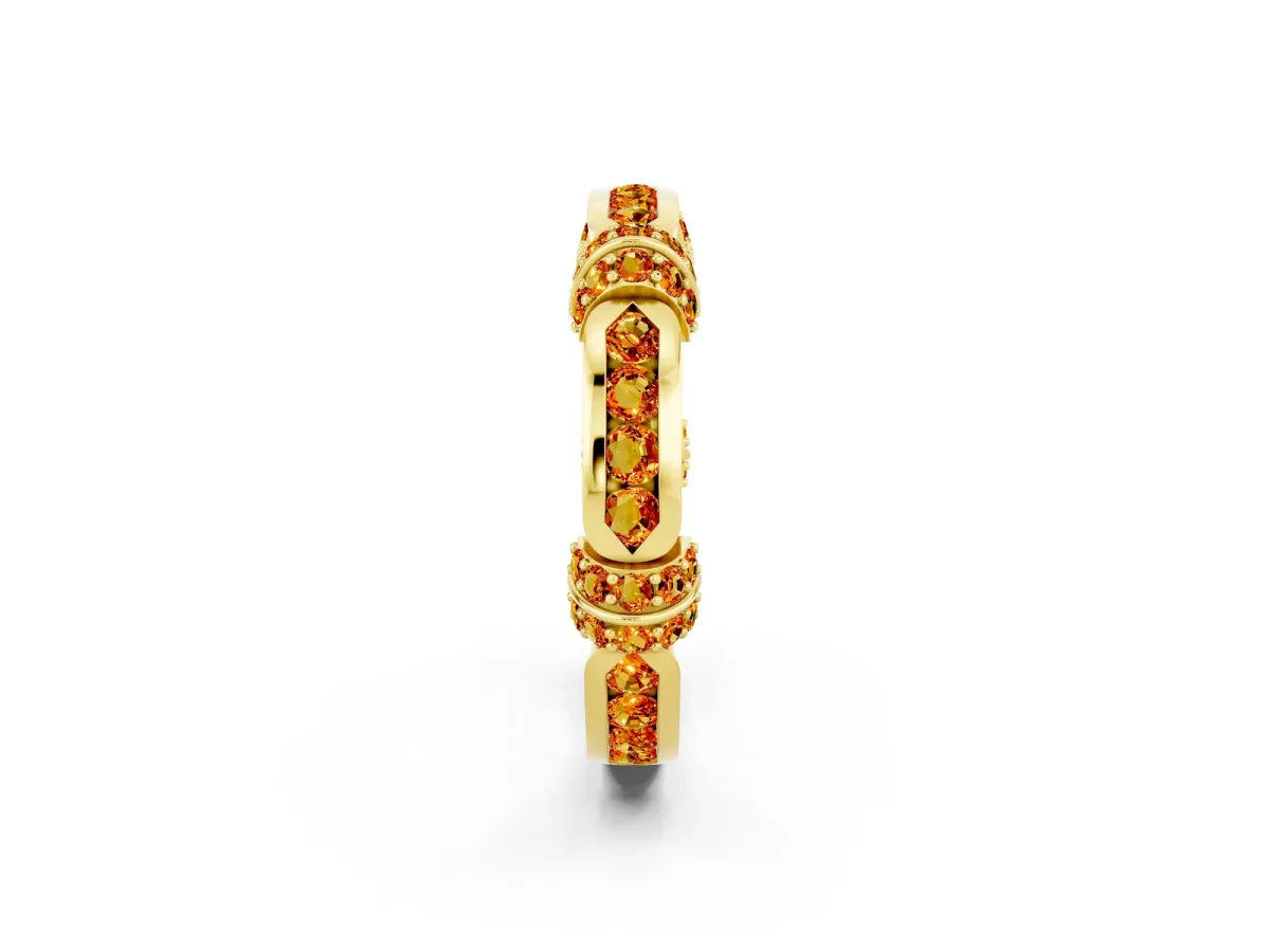 Pavé Round Citrine Link Band with Bezel Setting Yellow gold