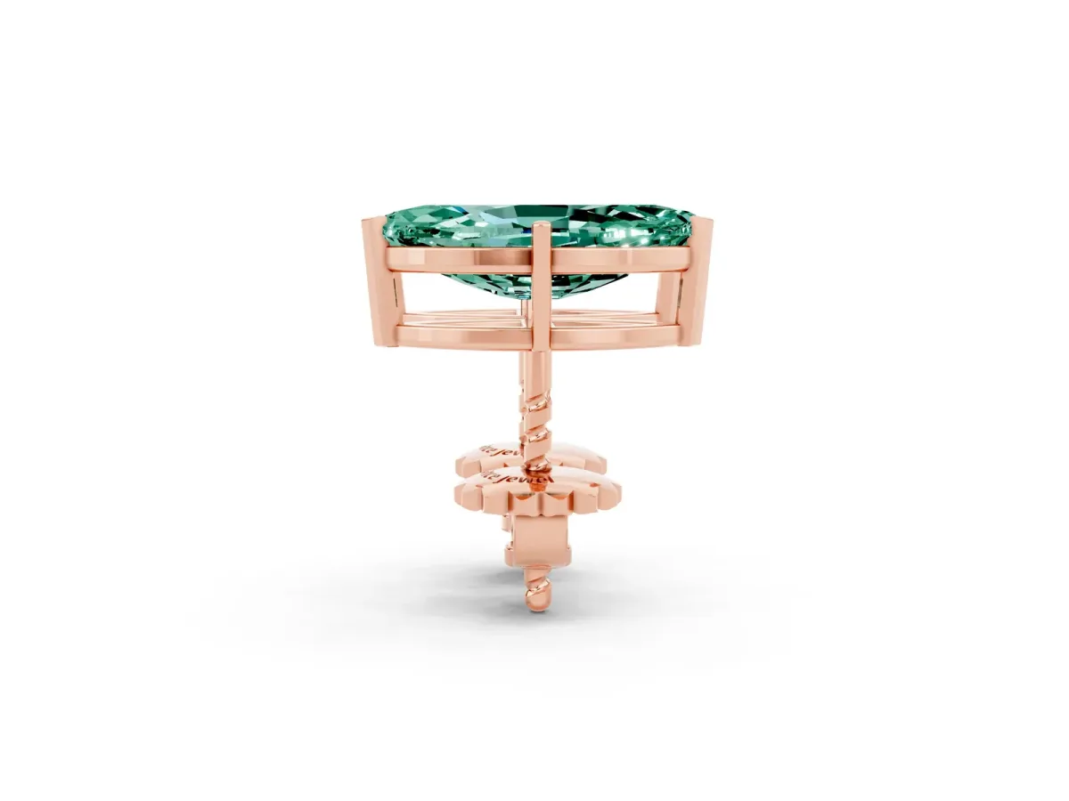 Marquise Cut Green Sapphire Stud Earrings Rose gold