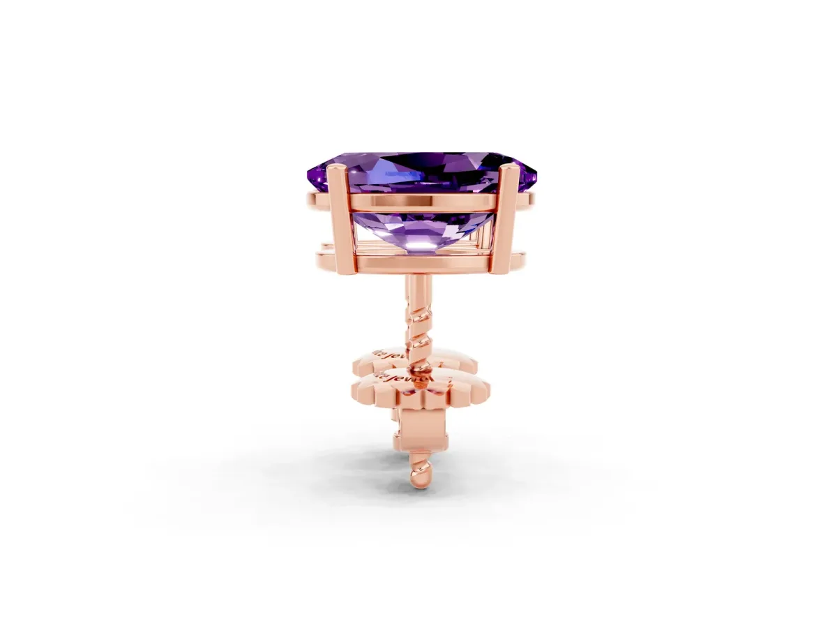 Oval Cut Amethyst Stud Earrings Rose gold