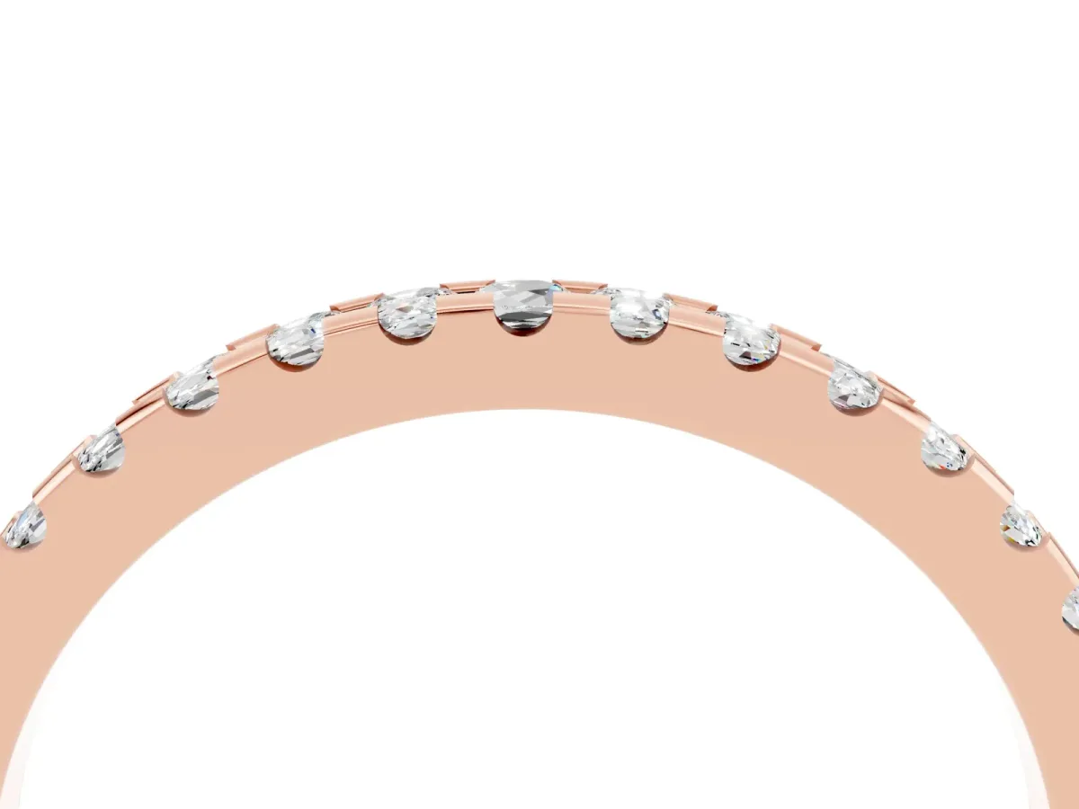 Round Moissanite Pavé Set Eternity Band with Micro Prong Setting Rose gold