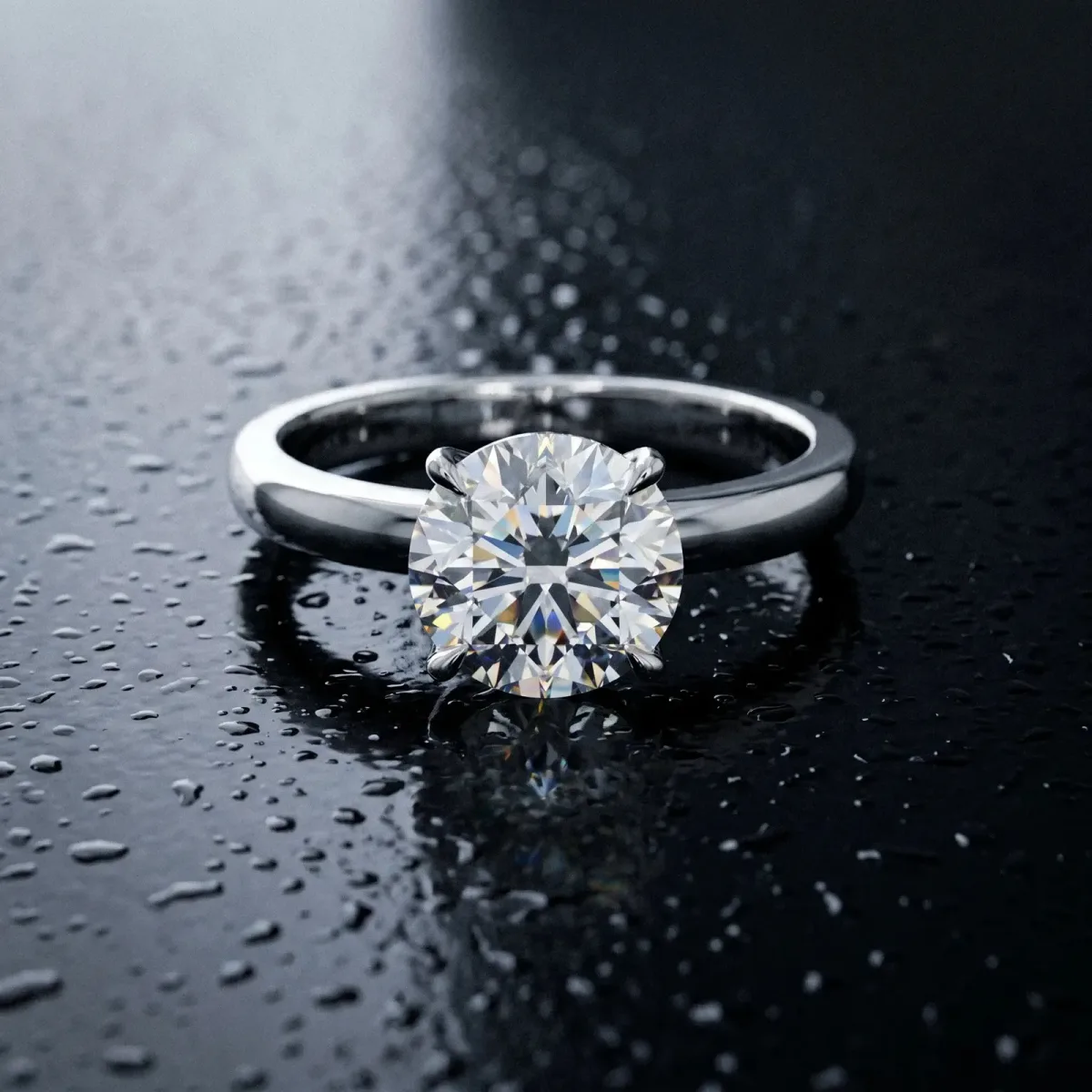 Round and Pear Toi Moi Ring with Prong Setting and Plain Band Platinum