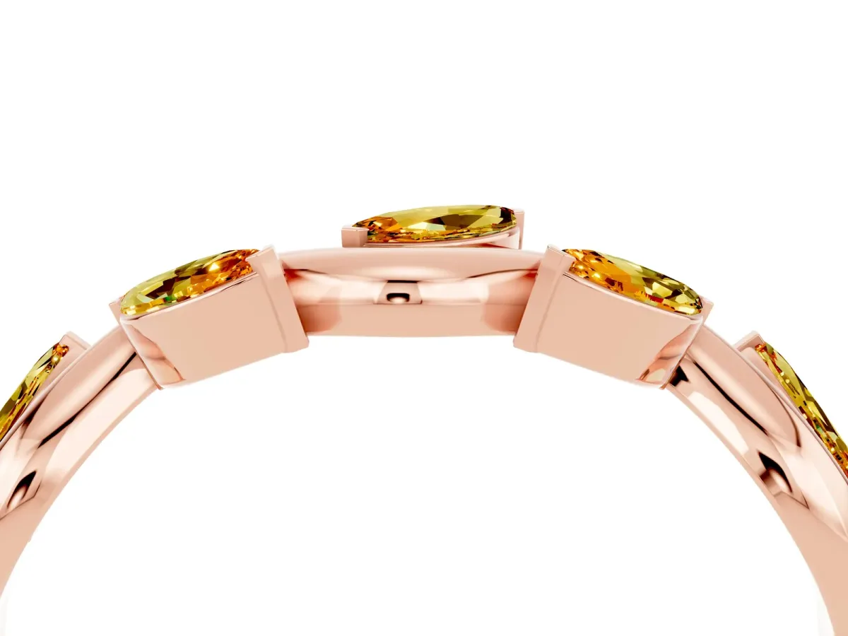 Marquise Citrine Twisted Band with Prong Setting Rose gold