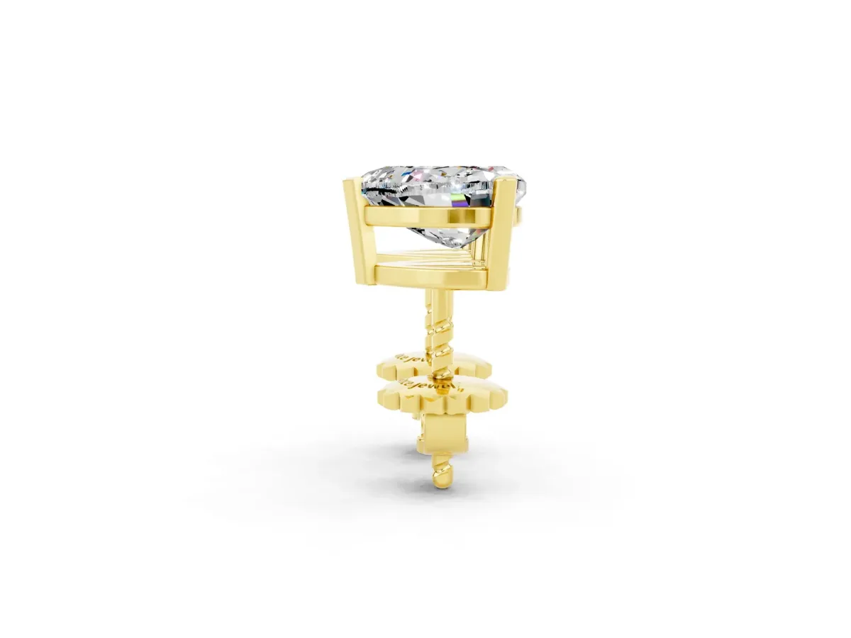 Heart Cut Moissanite Stud Earrings Yellow gold