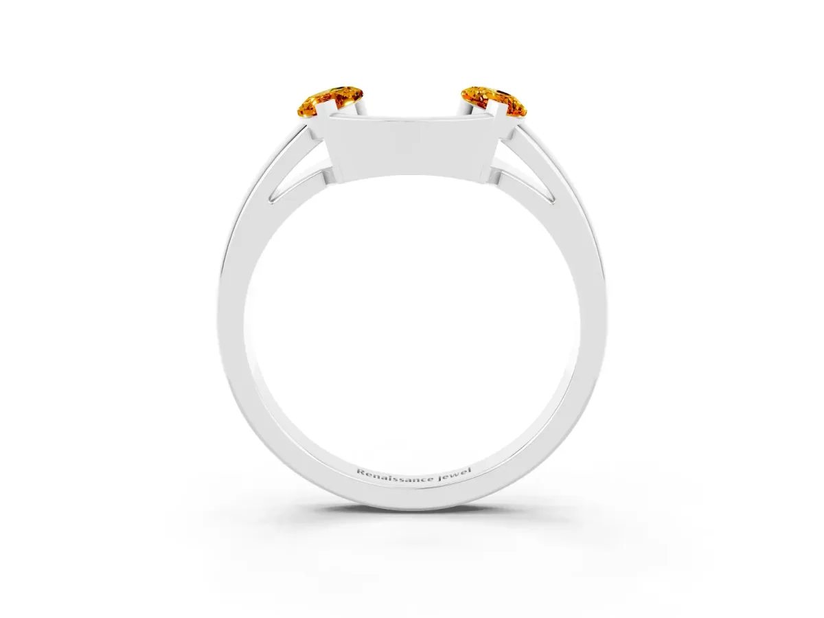 Marquise Citrine Open Band Ring with Tension Setting White gold