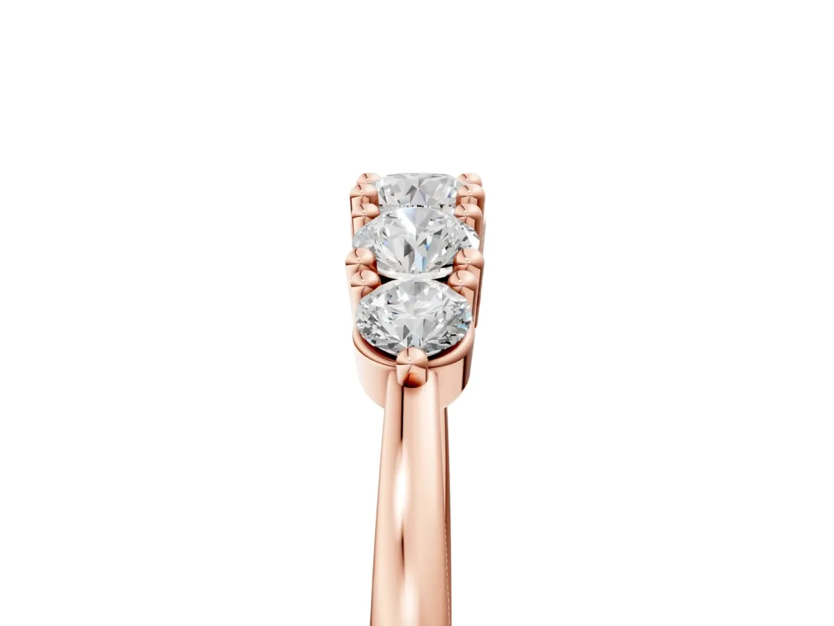 Round Brilliant Diamond Half-Eternity Band with Prong Setting Rose gold