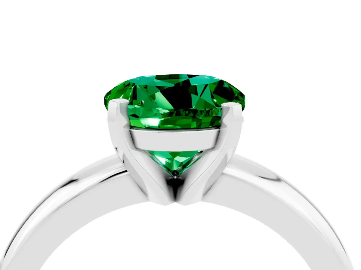 Pavé Round Emerald Twist Band Silver