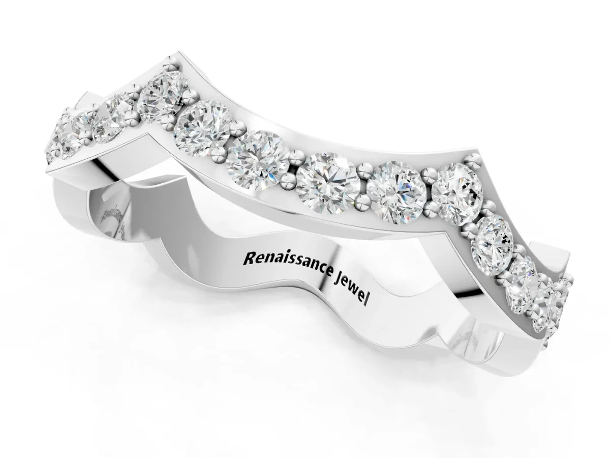 Round Diamond Pavé Zigzag Eternity Band White gold