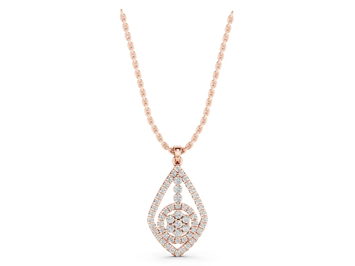 Diamond Halo Pendant with Pavé Setting Rose gold