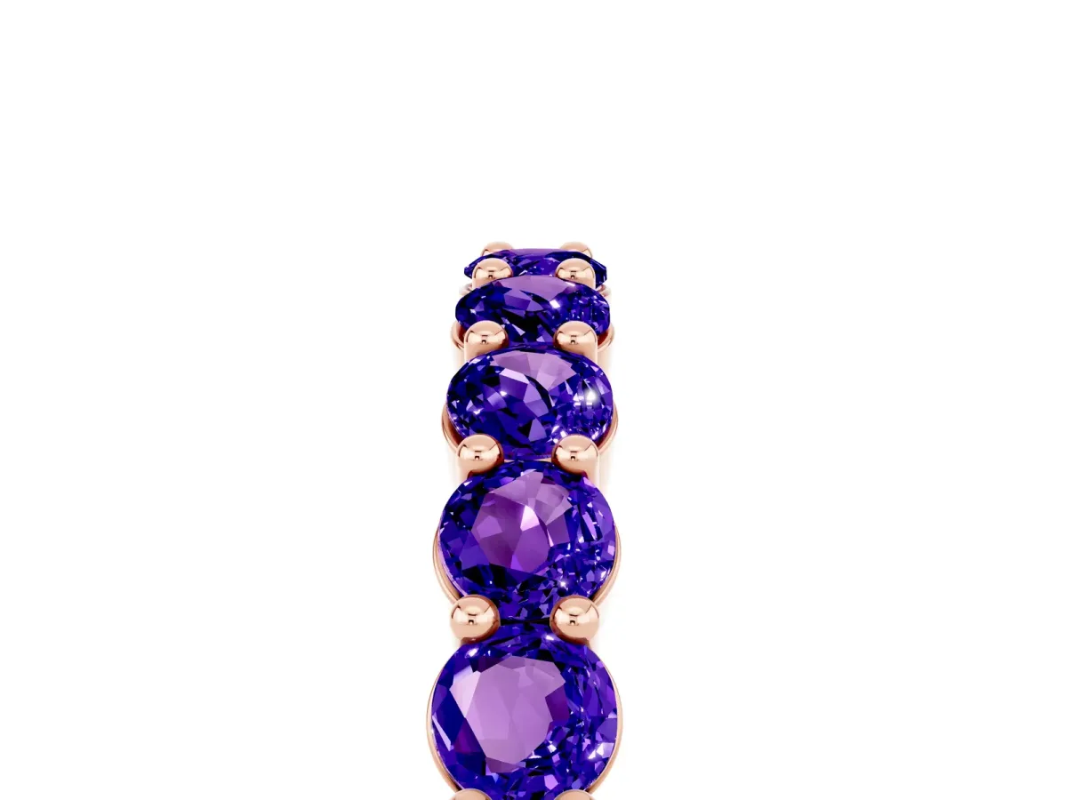 Round Tanzanite Half Eternity Band with Prong Setting Rose gold