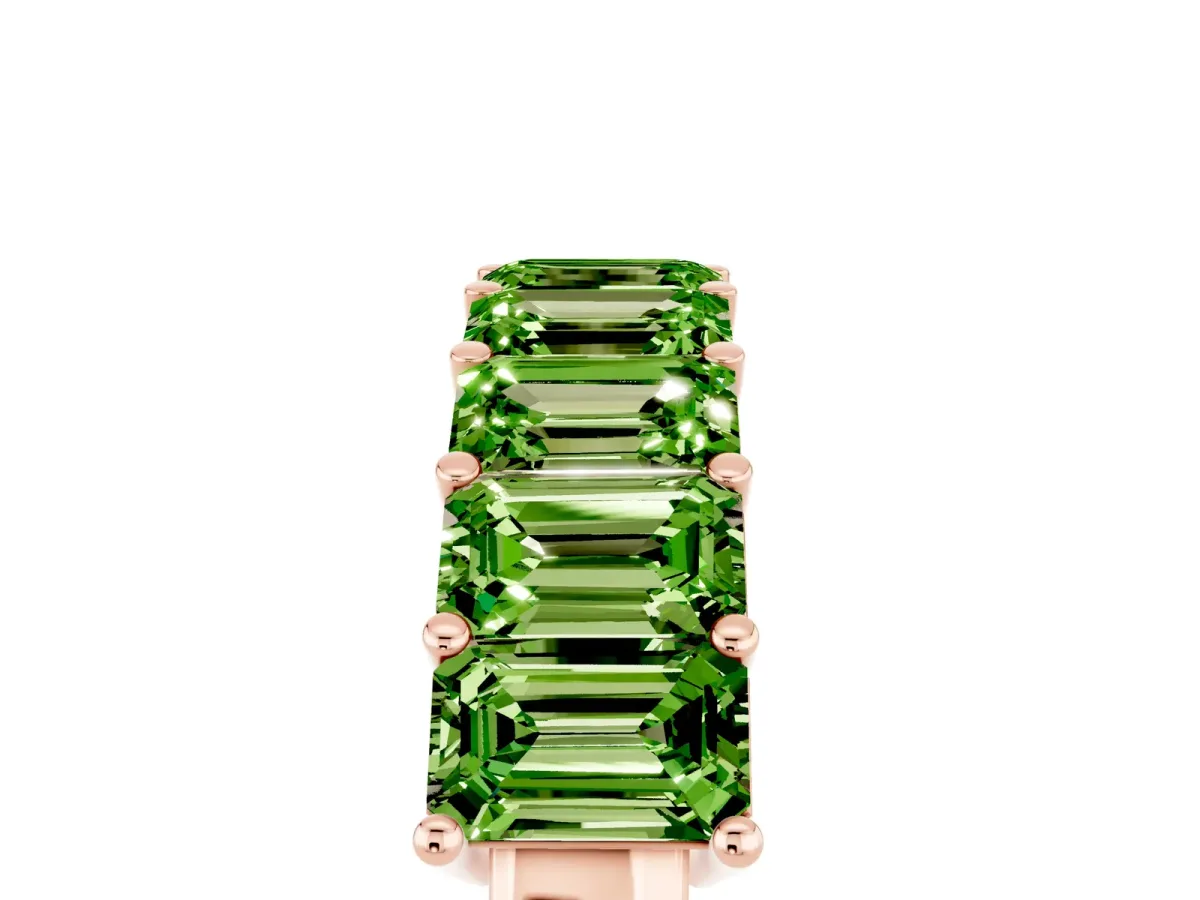 Emerald Cut Peridot Prong-Set Eternity Band Rose gold