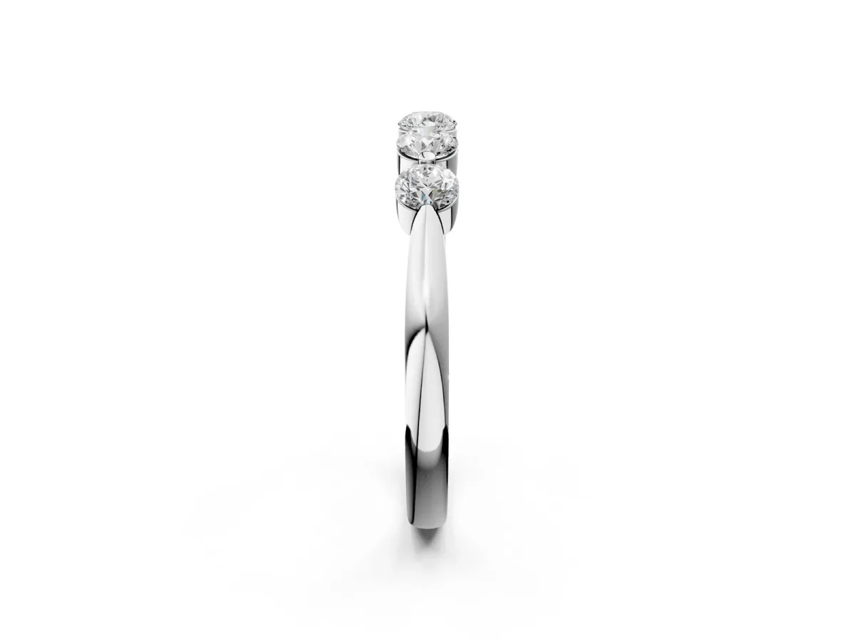 Five-Stone Round Diamond Half-Eternity Band with Prong Setting Silver