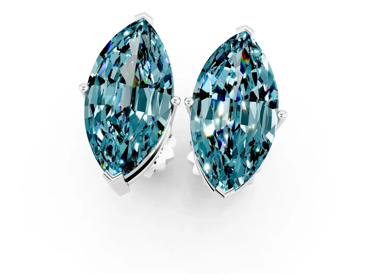Marquise Cut Blue Topaz Stud Earrings Platinum