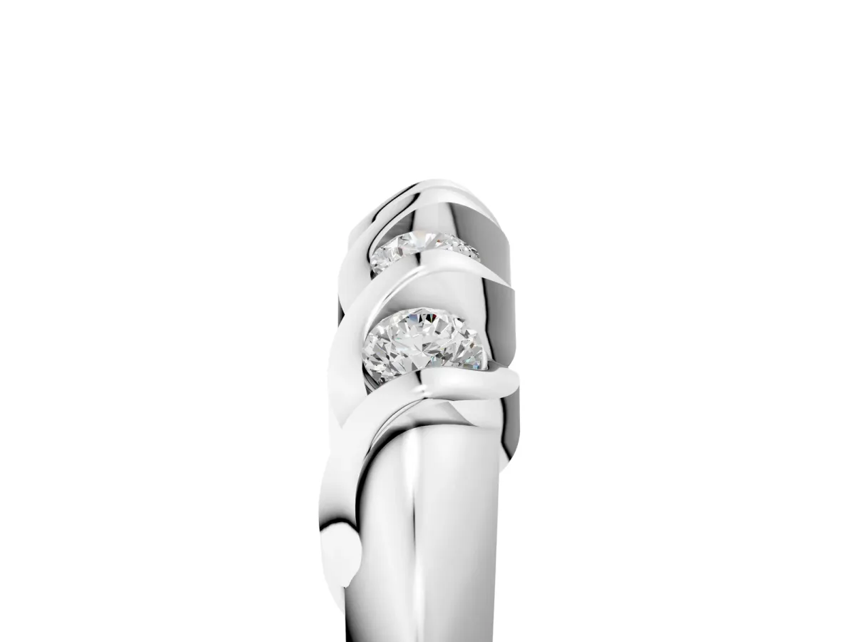 Round Diamond Eternity Band with Twist Prong Setting Platinum