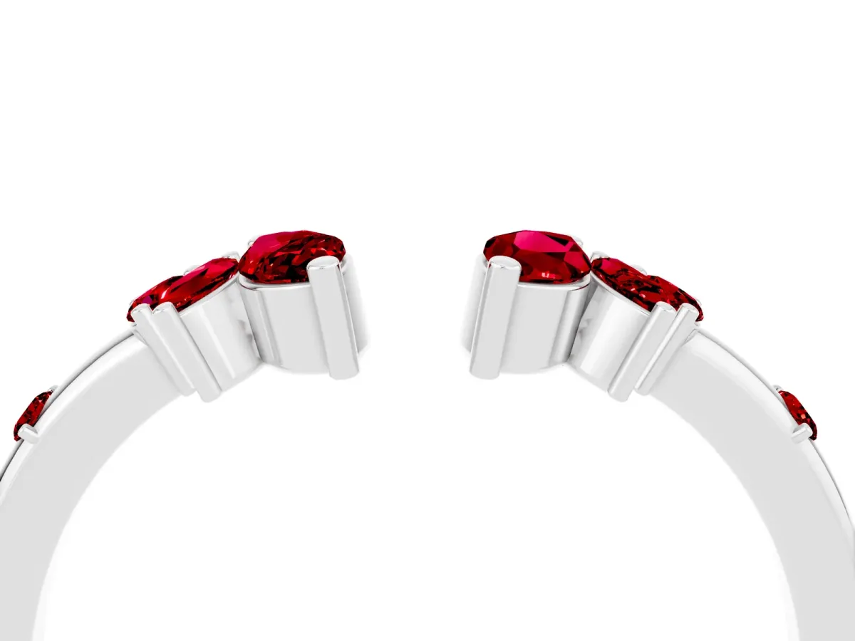 Open Marquise Cluster Ruby Band with Prong Setting Silver
