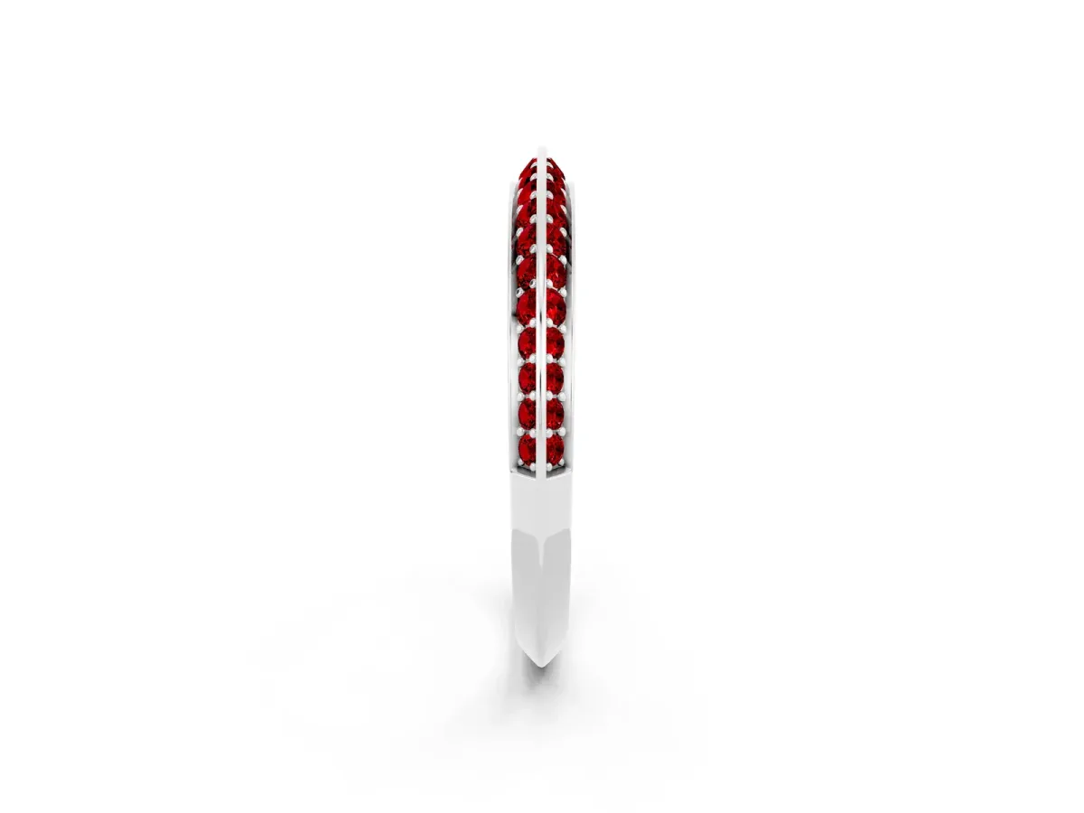 Double Row Pavé Round Ruby Eternity Band with Channel Setting Silver