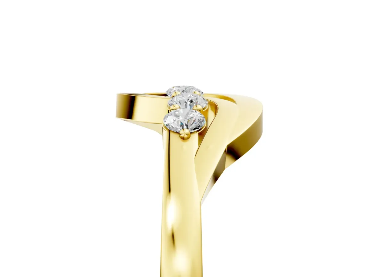 Five-Stone Round Diamond Crossover Band with Prong Setting Yellow gold