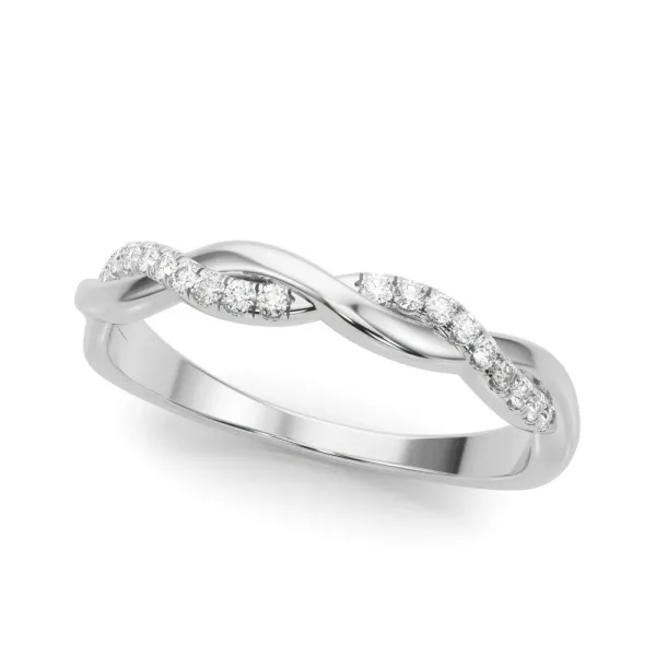 Twisted Pave Round Diamond Infinity Band with Shared Prong Setting Platinum