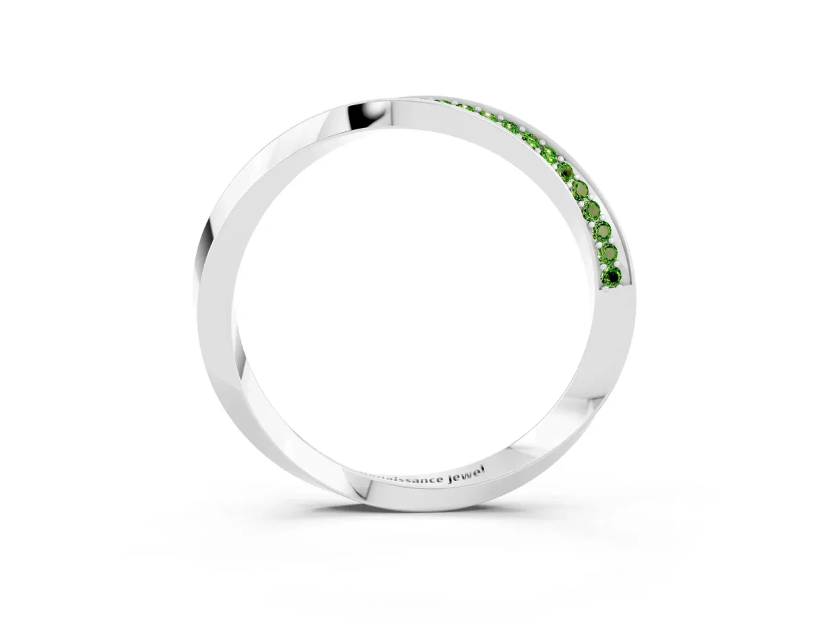 Pavé Round Peridot Twist Band White gold