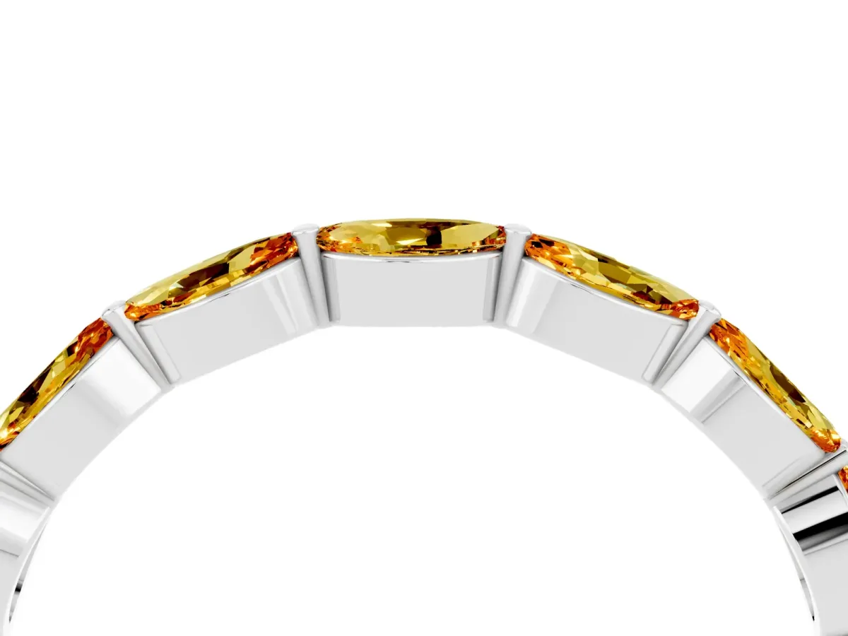 Marquise Citrine Half Eternity Band with Prong Setting Silver