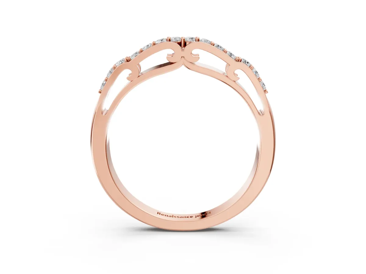 Round Cut Diamond Channel Set White Gold Band Rose gold