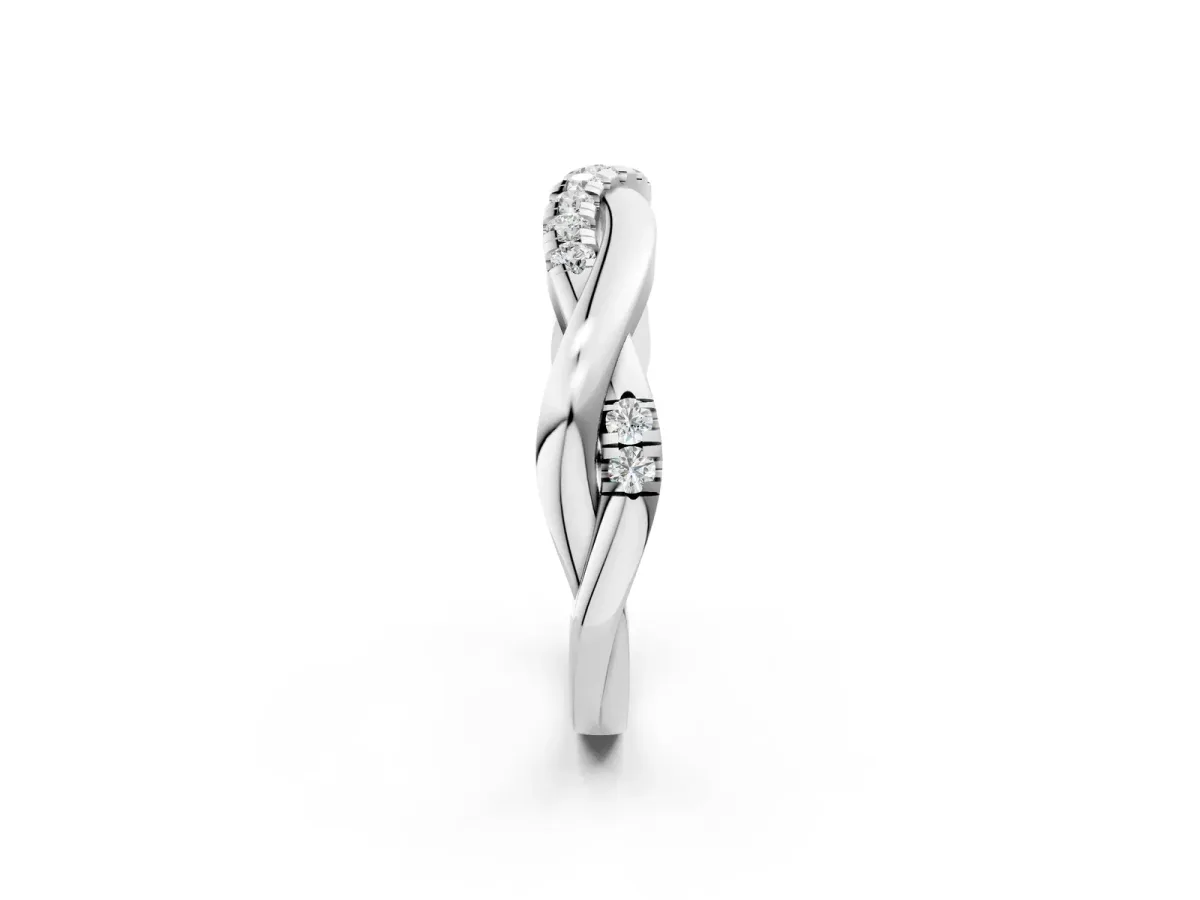 Twisted Pavé Round Diamond Infinity Band White gold