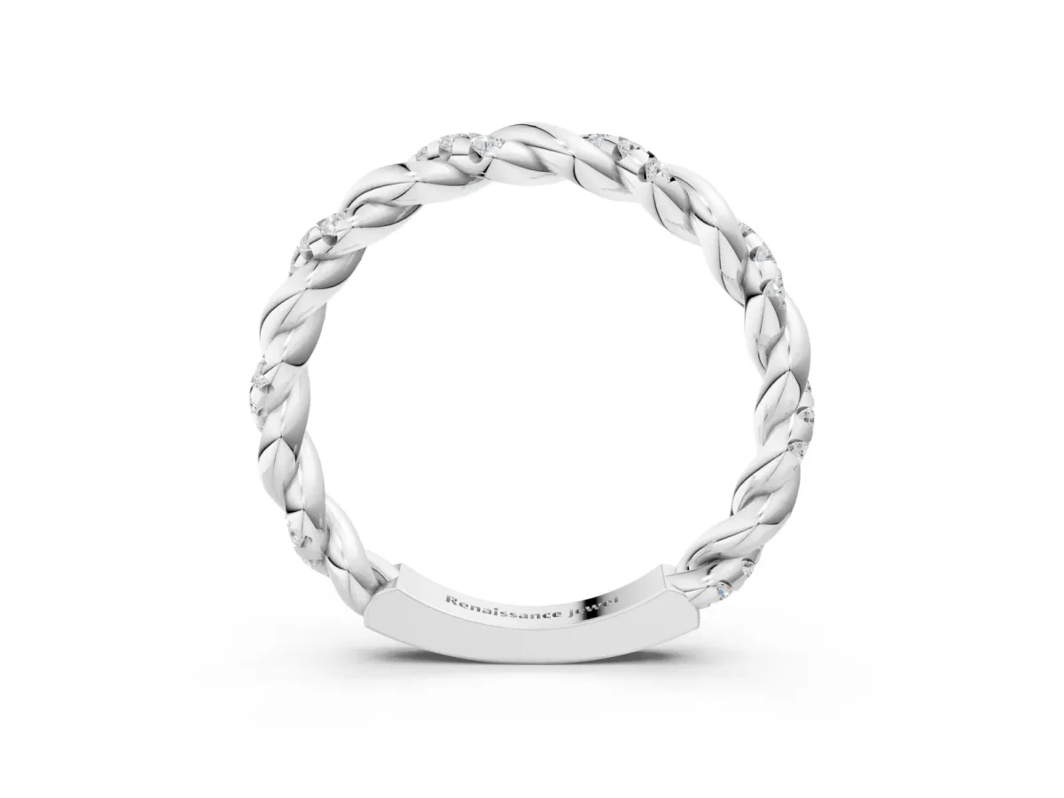 Twisted Pavé Round Diamond Eternity Band Platinum