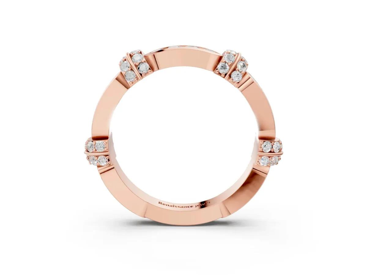 Pavé Round Diamond Link Band with Bezel Setting Rose gold