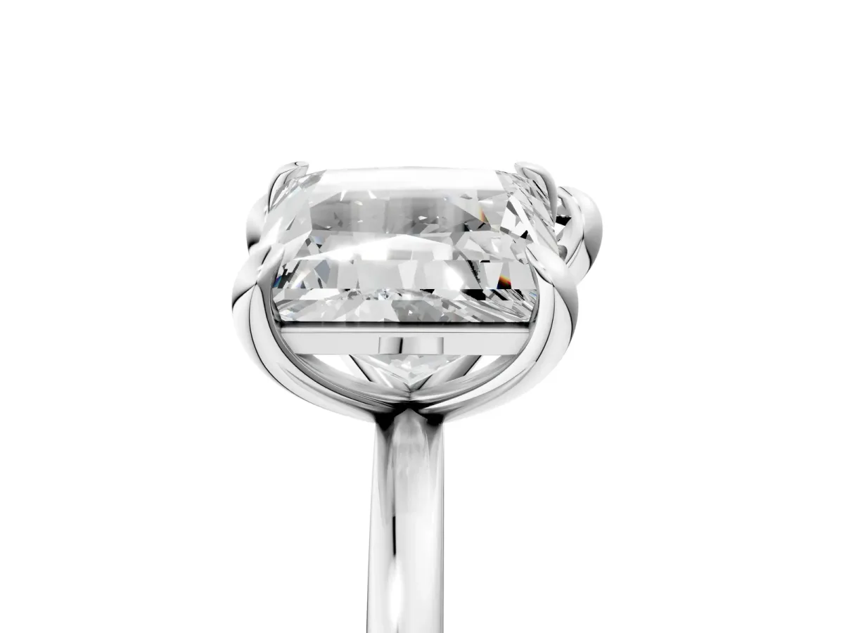 Heart and Princess Toi Moi Ring with Prong Setting and Plain Band Silver