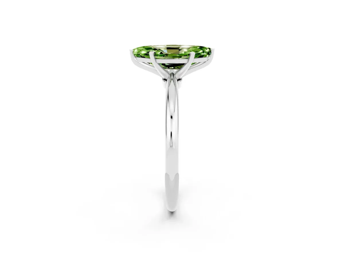 Marquise Cut Peridot Solitaire Ring with Six-Prong Setting and Classic Band Silver
