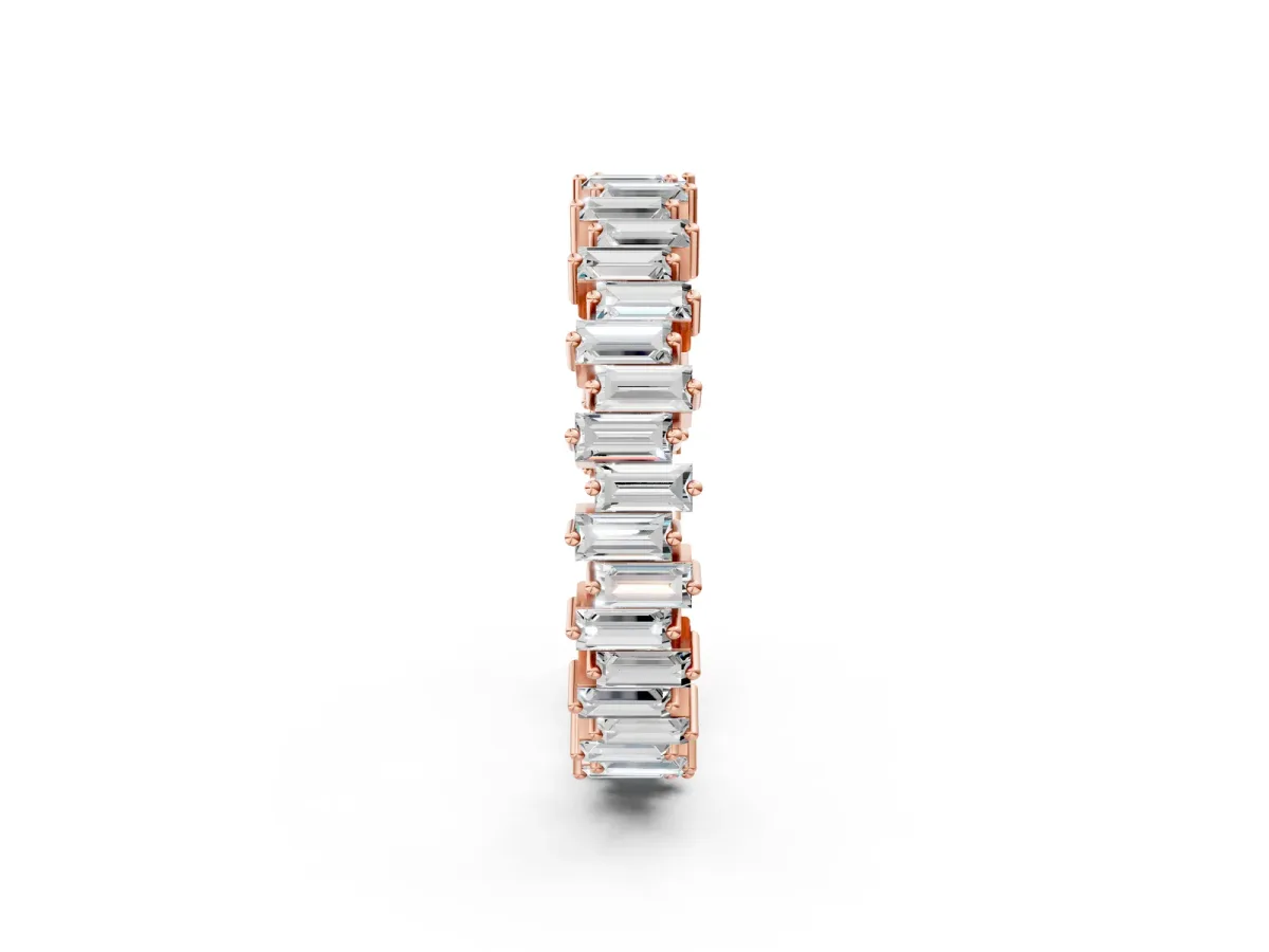 Baguette Diamond Full Eternity Ring with Prong Setting Rose gold