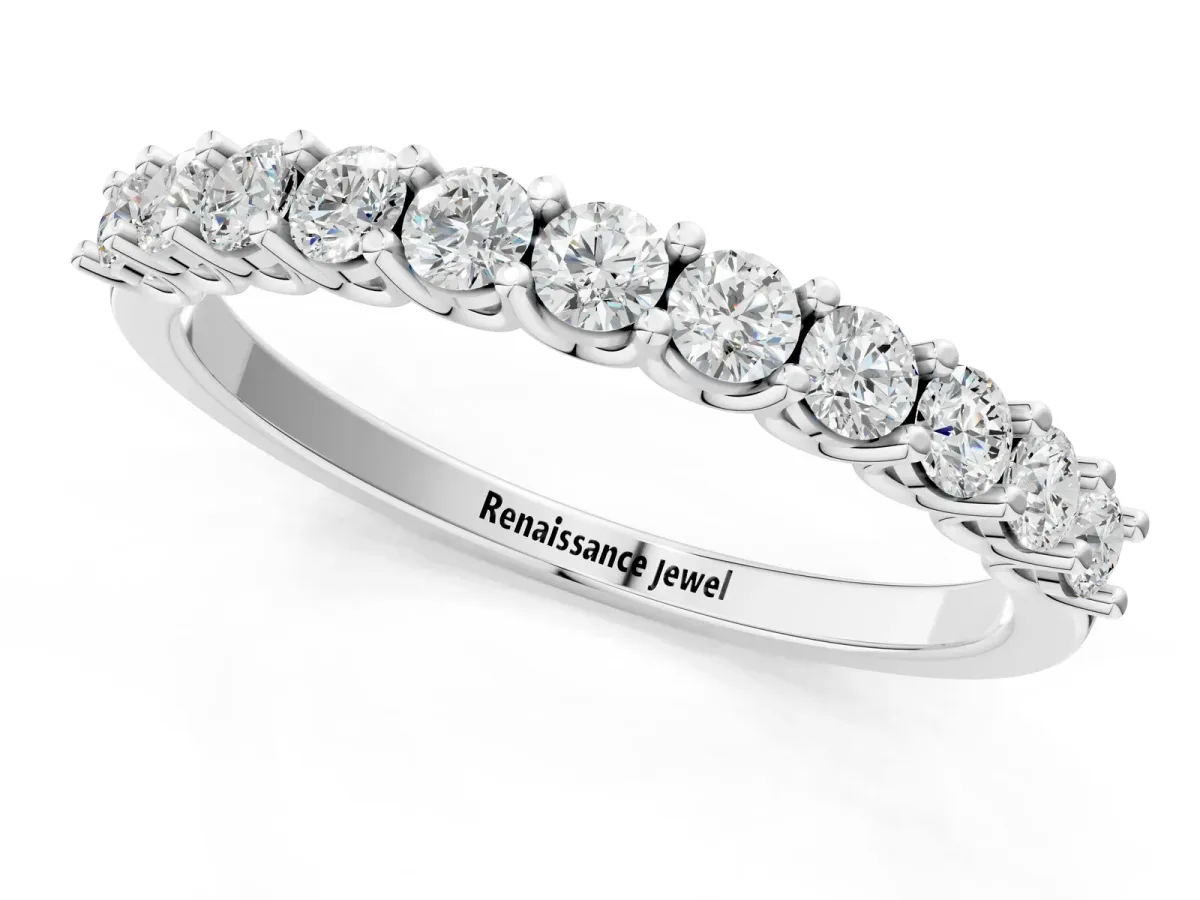 Round Diamond Pavé Half-Eternity Band Silver