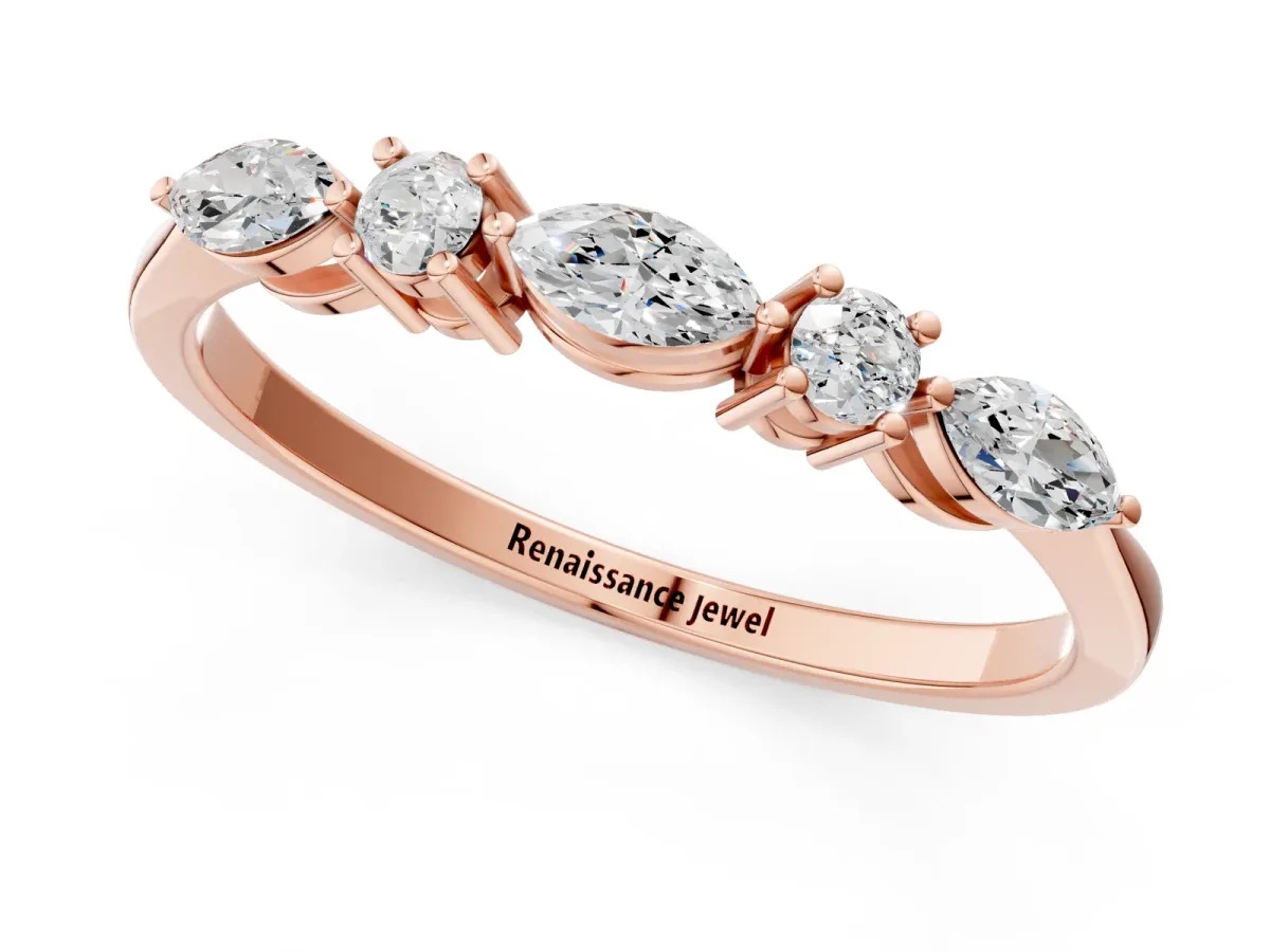 Prong Set Round Diamond Half-Eternity Band Rose gold