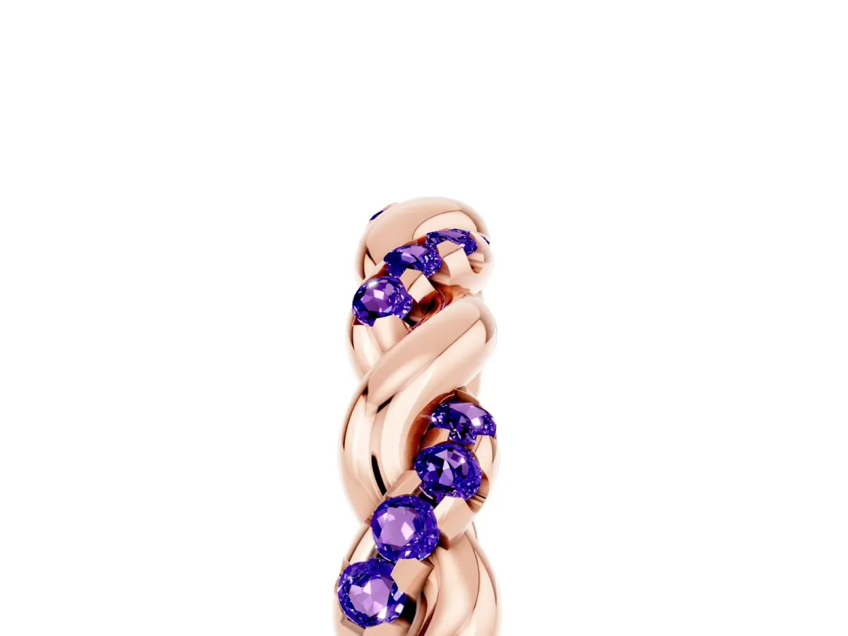 Twisted Pavé Round Tanzanite Eternity Band Rose gold