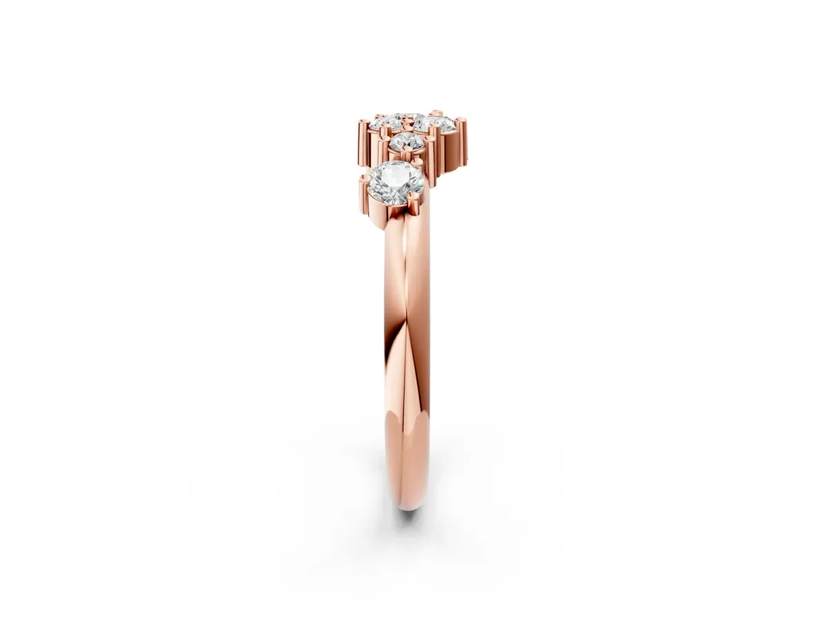 Cluster Diamond Round Cut White Gold Band with Prong Setting Rose gold