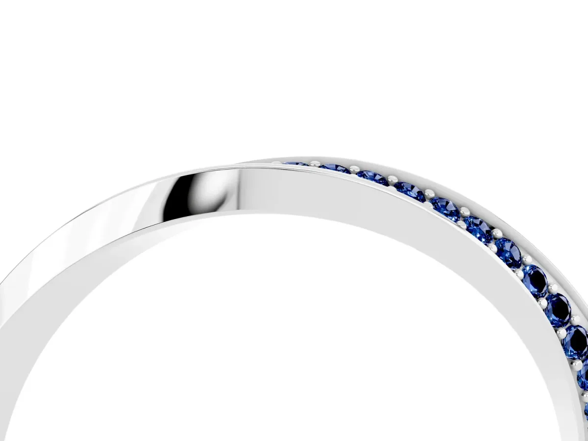 Pavé Round Blue Sapphire Twist Band White gold