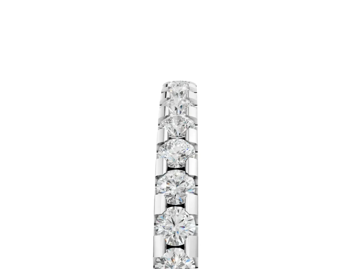 Round Diamond Pavé Set Eternity Band with Micro Prong Setting Silver